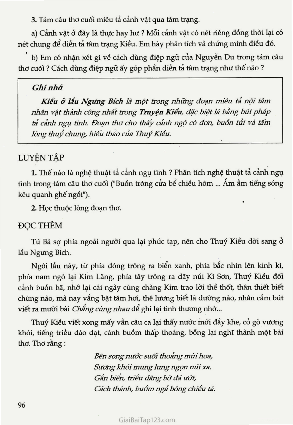 minh họa Kiều suy tư tại lầu Ngưng Bích