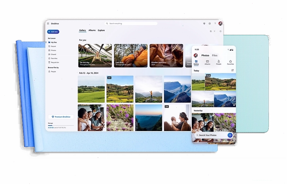 Minh họa tính năng lưu trữ và chia sẻ tệp tin trên OneDrive