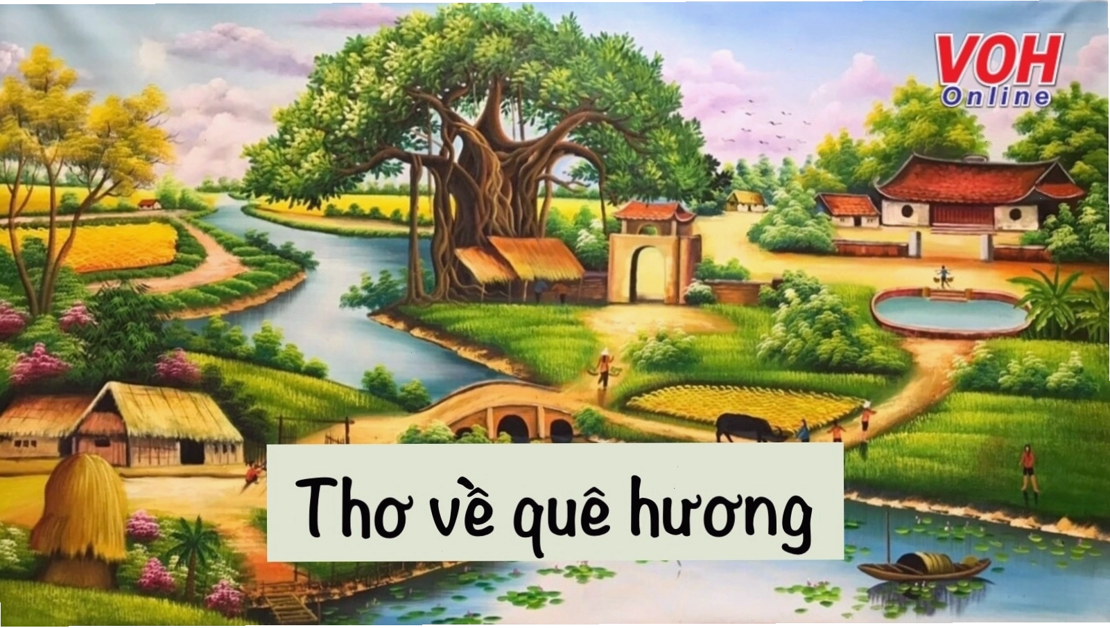 Phong cảnh làng quê yên bình với những con đường mòn và hàng cau