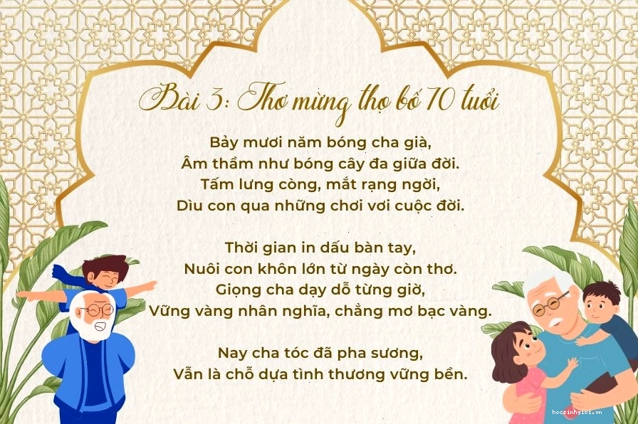 Thơ mừng thọ bố 70 tuổi, thể hiện công ơn trời biển