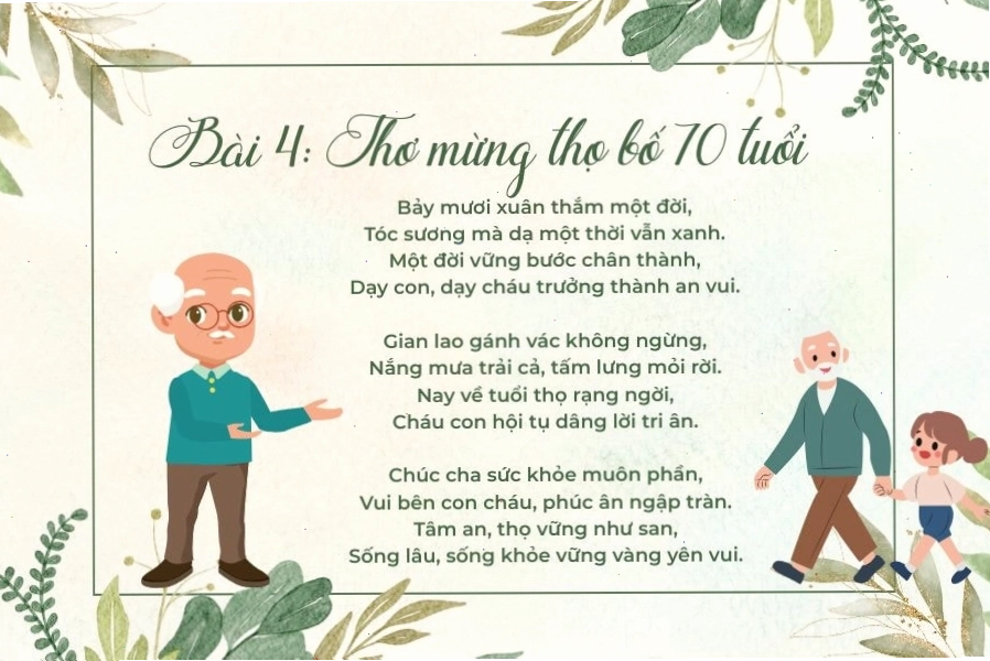 Thơ mừng thọ bố 70 tuổi tràn đầy tình cảm