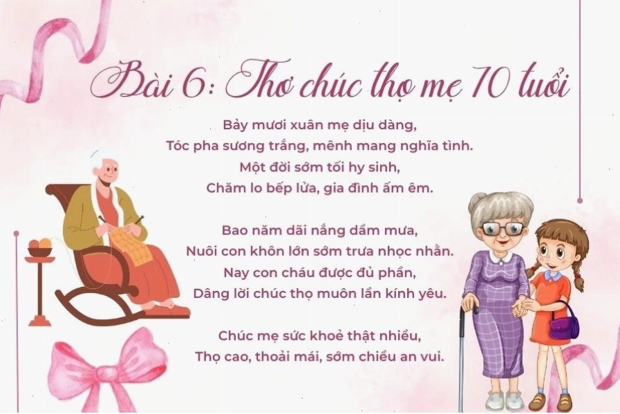 Thơ mừng thọ mẹ 70 tuổi, bày tỏ lòng biết ơn