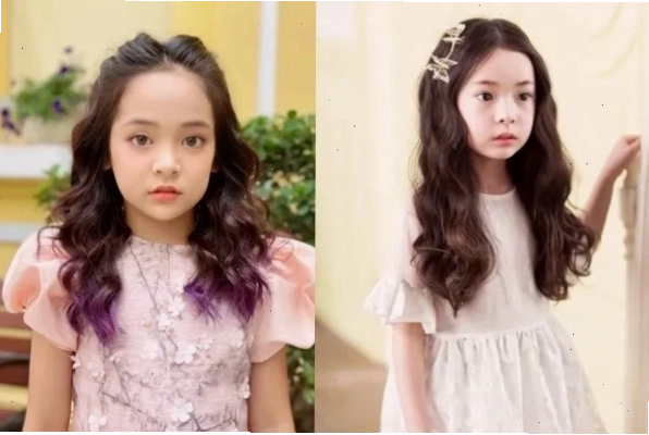 Tóc dài uốn sóng nhẹ nhàng cho bé gái