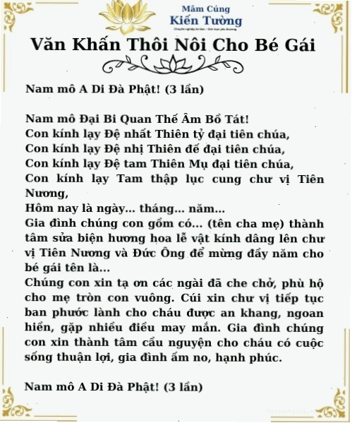 Văn khấn thôi nôi bé gái được đọc trang trọng trong buổi lễ