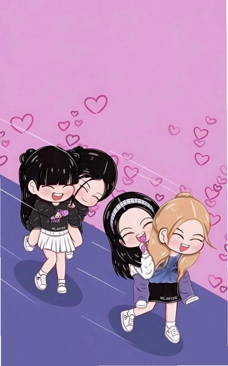 Hình nền chibi Blackpink cute rực rỡ sắc màu