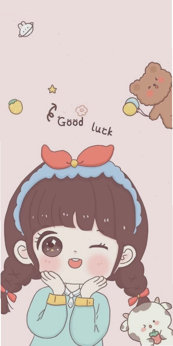 Hình nền cute chibi nữ tông màu hồng ngọt ngào