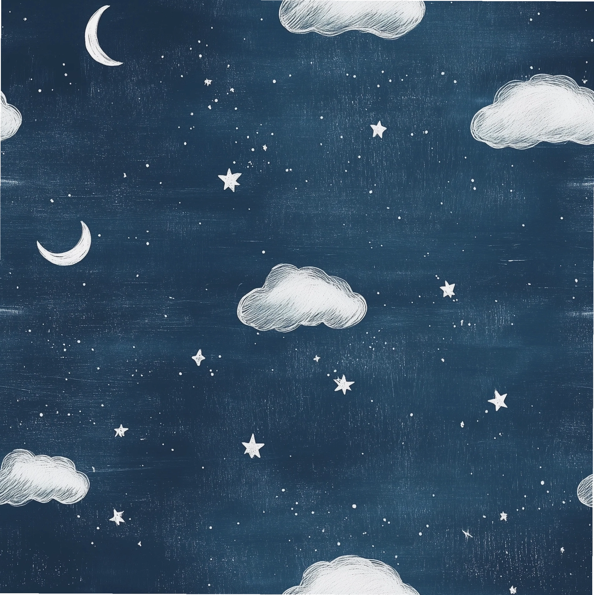 Removable wallpaper with clouds and stars design