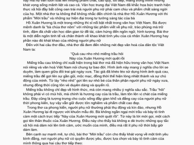 Phân tích bài thơ Mời trầu của Hồ Xuân Hương